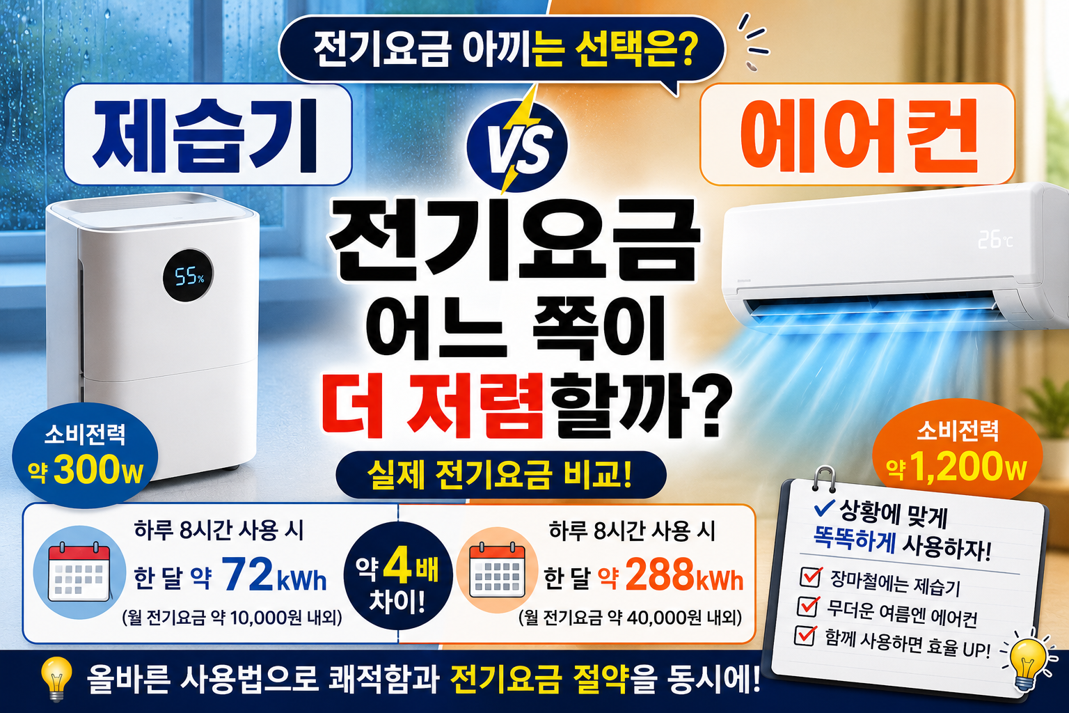 제습기 대 에어컨 요금